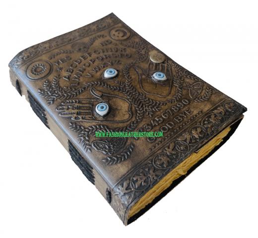 Antique Ouija Leather Journal With Three Eyes Spooky Spell Book Of Shadows With Astonishing Design Handmade Leather Deckle Edge Paper For Gift And Daily Use Notebook Sketchbook 7x5