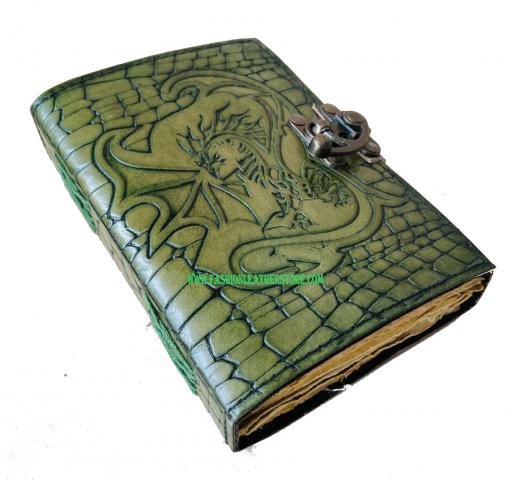 Vintage  Sketchbook Dragon Large Book Of Shadows Crocodile Style Embossed Journal For Deckle Old Pages Blank Books