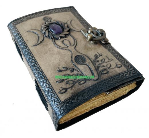  Handmade Mother Of Goddess Antique Embossed Vintage Spell Book Of Shadows Leather Journal With C Lock Best Gift For Christmas, New Year, Men, Women Deckle Edge Paper 200