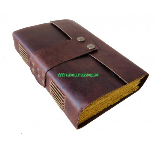 Buffalo Handmade Soft Leather Journal Bound Strap Leather Writing Journals Diary Handmade Recycled Vintage Deckle Paper 100 Blank Pages