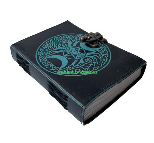 Vintage Leather Journal Celtic Triple Moon tree of life handmade cotton Paper 7x5 For Unisex Notebook Diary vintage journal