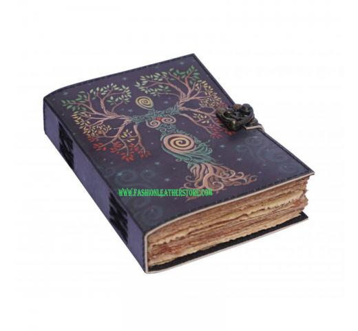 Leather Printed Journal Handmade Tree Of Life Mother Goddess Design