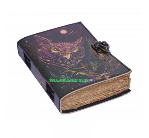 Leather Printed Journal Handmade Owl Design