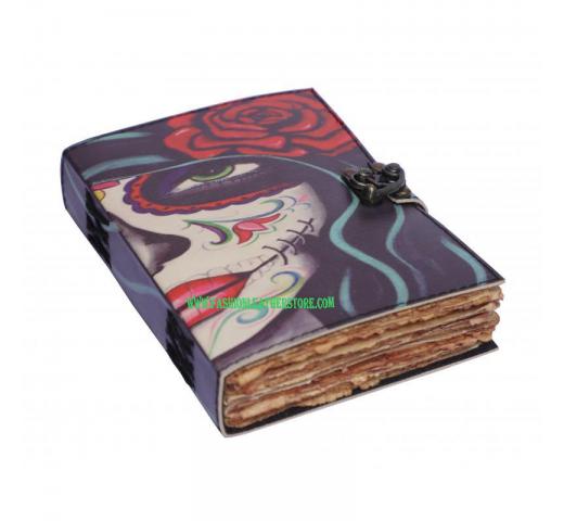 Handmade Journal Vintage Queen Face Design Leather Print Journal