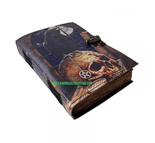  Leather The Symbol Of Crow Dead Skull Print Deckle Edge Paper Journal