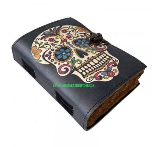  Skull Day Of The Dead Leather Print journal