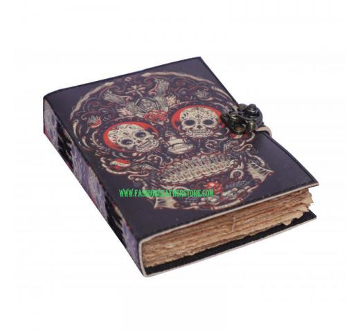Handmade Journal Vintage Design Skull Day Of The Dead Leather Print Journal