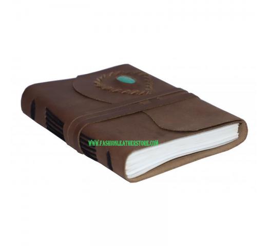 Handmade Soft Leather Journal Turquoise Stone Writing Bound Journals