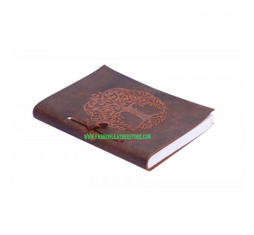 Round Tree Of Life Embossed Handmade Soft Leather Journal