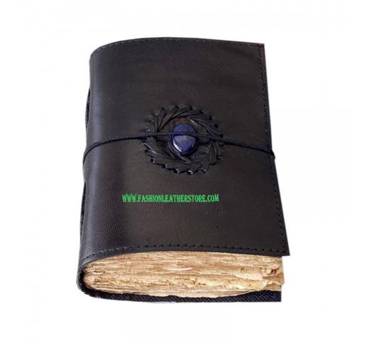 Vintage Leather Semi Precious Stone journal