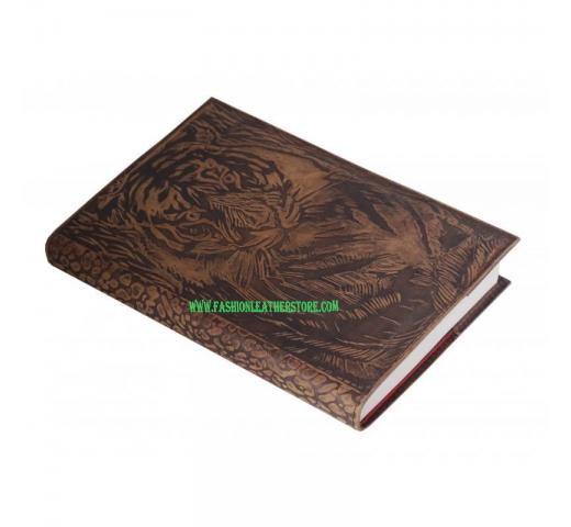 Handmade Emerging Embossed Tiger Design Antique Design Leather Journal
