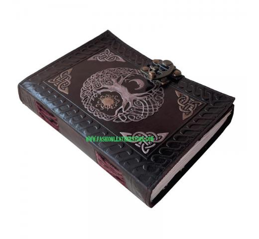 Celtic Tree Embossed Notebook Brown With Antique Two Color And Handmade