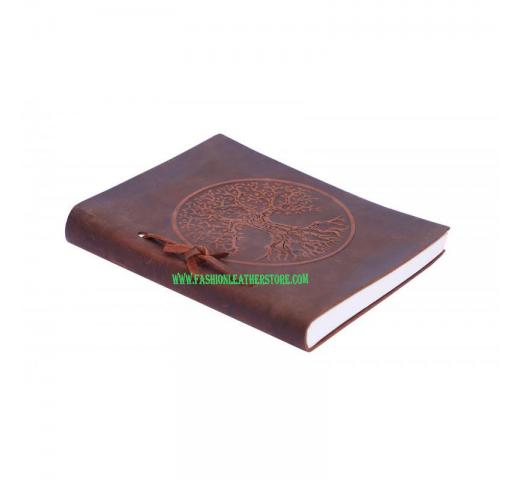 Embossed Handmade Soft Leather Journal Writing Round Tree Of Life Journal
