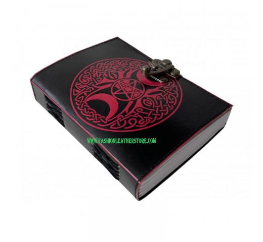 book of shadow triple moon embossed handmade leather journal