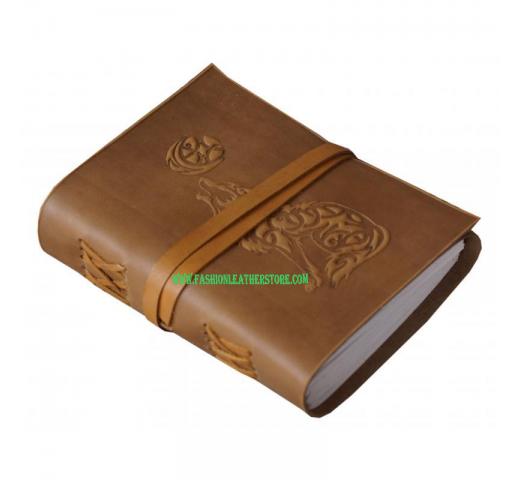 Antique Soft Leather Journal Handmade Howling Wolf Highly Embossed Antique Design