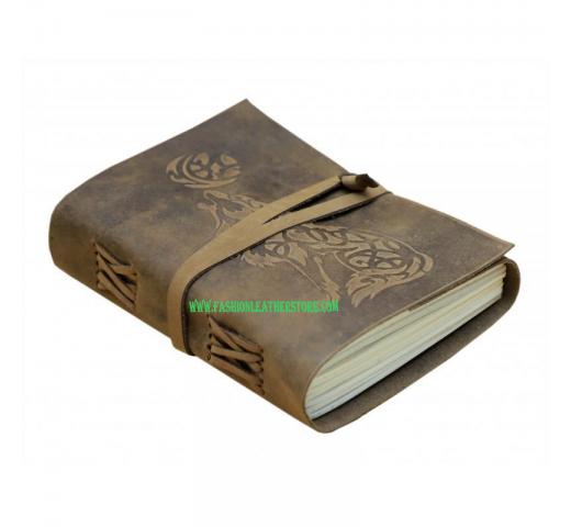 Handmade Leather Journal Vintage Soft Cover Howling Wolf Design Notebook
