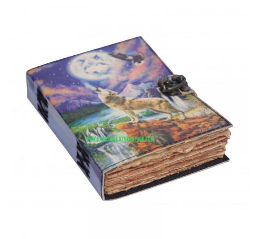 Handmade Journal Howl Wolf Leather Print Journal