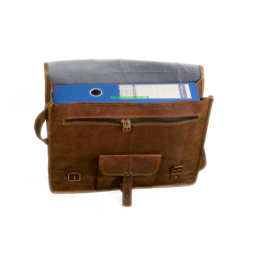 Handmade Goat Leather School Bag for Caring Laptop & Camera with Lances